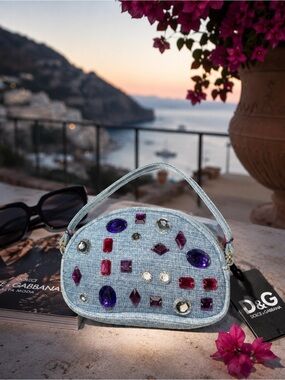 Dolce & Gabbana NWT Denim Gem Stone Handbag with Dust bag